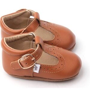 👞 Liv & Leo T-Bar Oxford Shoes – Brown Leather, Soft Soles, 6–12 Months 🤎